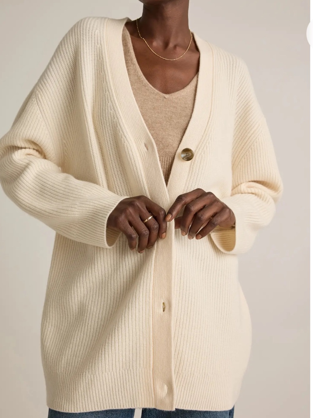 Quince Mongolian Cashmere Oversized Boyfriend Cardigan Sweater Size Medium